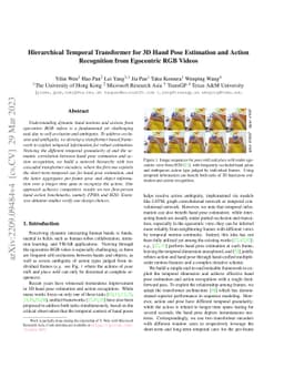 Hierarchical Temporal Transformer for 3D Hand Pose Estimation and Action
  Recognition from Egocentric RGB Videos
