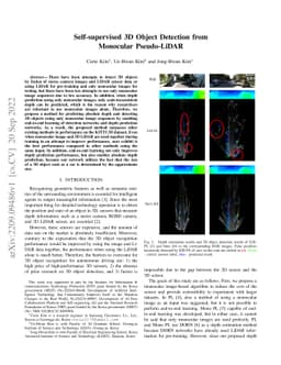 Self-supervised 3D Object Detection from Monocular Pseudo-LiDAR
