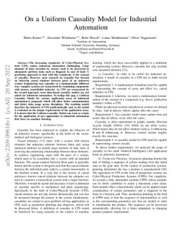 On a Uniform Causality Model for Industrial Automation