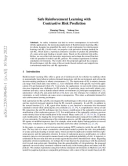Safe Reinforcement Learning with Contrastive Risk Prediction