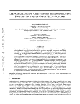 Deep Convolutional Architectures for Extrapolative Forecast in
  Time-dependent Flow Problems