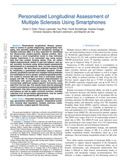 Personalized Longitudinal Assessment of Multiple Sclerosis Using
  Smartphones