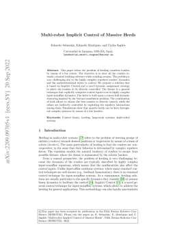 Multi-robot Implicit Control of Massive Herds
