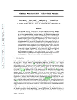 Relaxed Attention for Transformer Models