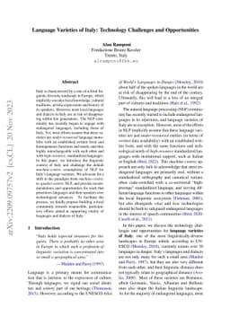 Language Varieties of Italy: Technology Challenges and Opportunities
