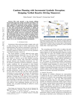 Cautious Planning with Incremental Symbolic Perception: Designing
  Verified Reactive Driving Maneuvers