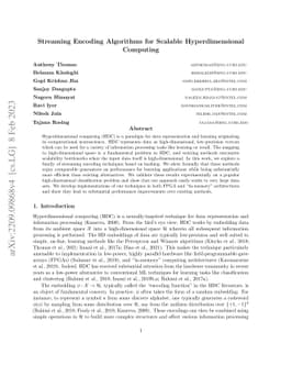 Streaming Encoding Algorithms for Scalable Hyperdimensional Computing