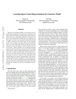 Learning Sparse Latent Representations for Generator Model