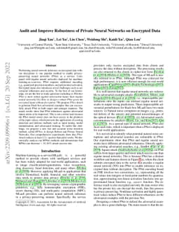 Audit and Improve Robustness of Private Neural Networks on Encrypted
  Data