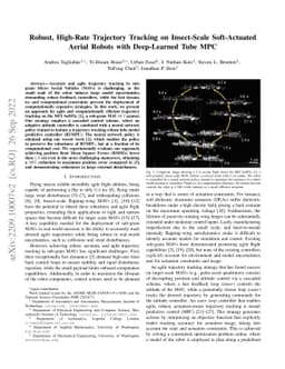 Robust, High-Rate Trajectory Tracking on Insect-Scale Soft-Actuated
  Aerial Robots with Deep-Learned Tube MPC