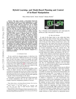 Hybrid Learning- and Model-Based Planning and Control of In-Hand
  Manipulation