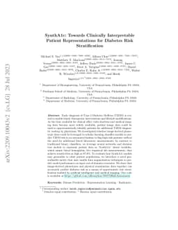 SynthA1c: Towards Clinically Interpretable Patient Representations for
  Diabetes Risk Stratification
