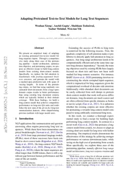 Adapting Pretrained Text-to-Text Models for Long Text Sequences