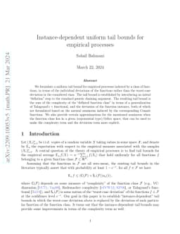 Instance-dependent uniform tail bounds for empirical processes