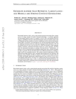 Generate rather than Retrieve: Large Language Models are Strong Context
  Generators