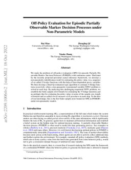Off-Policy Evaluation for Episodic Partially Observable Markov Decision
  Processes under Non-Parametric Models