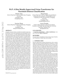 PicT: A Slim Weakly Supervised Vision Transformer for Pavement Distress
  Classification