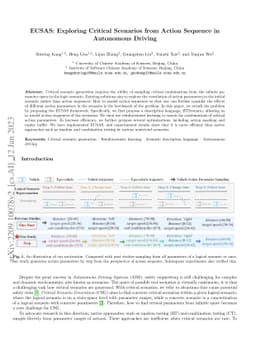 ECSAS: Exploring Critical Scenarios from Action Sequence in Autonomous
  Driving