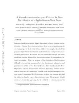 A Max-relevance-min-divergence Criterion for Data Discretization with
  Applications on Naive Bayes