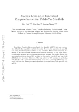 Machine Learning on generalized Complete Intersection Calabi-Yau
  Manifolds