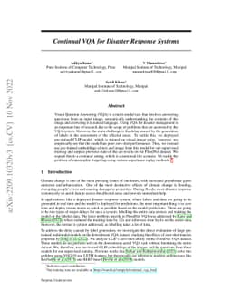 Continual VQA for Disaster Response Systems
