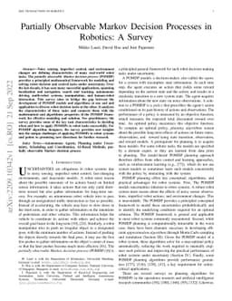 Partially Observable Markov Decision Processes in Robotics: A Survey
