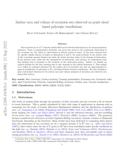 Surface area and volume of excursion sets observed on point cloud based
  polytopic tessellations