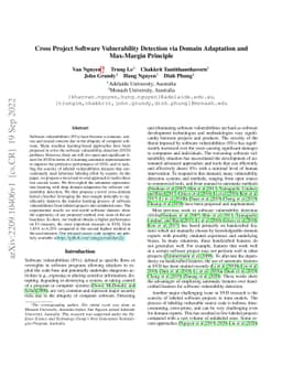 Cross Project Software Vulnerability Detection via Domain Adaptation and
  Max-Margin Principle