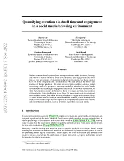 Quantifying attention via dwell time and engagement in a social media
  browsing environment