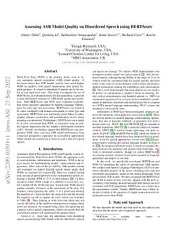 Assessing ASR Model Quality on Disordered Speech using BERTScore