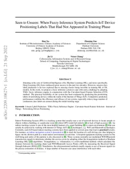 Seen to Unseen: When Fuzzy Inference System Predicts IoT Device
  Positioning Labels That Had Not Appeared in Training Phase