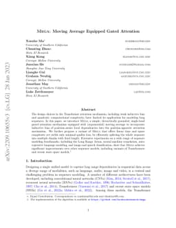 Mega: Moving Average Equipped Gated Attention