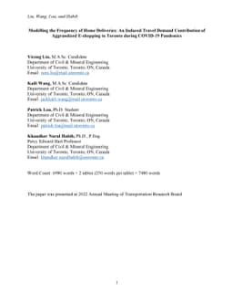 Modelling the Frequency of Home Deliveries: An Induced Travel Demand
  Contribution of Aggrandized E-shopping in Toronto during COVID-19 Pandemics