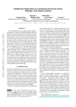 Modeling Perceptual Loudness of Piano Tone: Theory and Applications