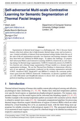 Self-adversarial Multi-scale Contrastive Learning for Semantic
  Segmentation of Thermal Facial Images