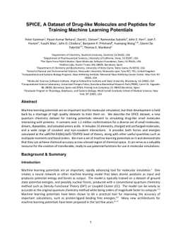 SPICE, A Dataset of Drug-like Molecules and Peptides for Training
  Machine Learning Potentials