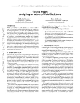 Talking Trojan: Analyzing an Industry-Wide Disclosure