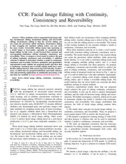 CCR: Facial Image Editing with Continuity, Consistency and Reversibility
