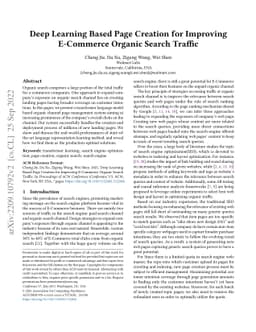 Deep Learning Based Page Creation for Improving E-Commerce Organic
  Search Traffic