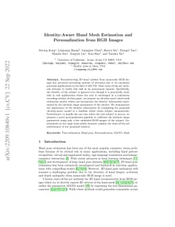 Identity-Aware Hand Mesh Estimation and Personalization from RGB Images