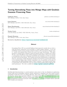 Turning Normalizing Flows into Monge Maps with Geodesic Gaussian
  Preserving Flows