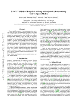EPIC TTS Models: Empirical Pruning Investigations Characterizing
  Text-To-Speech Models