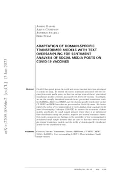 Adaptation of domain-specific transformer models with text oversampling
  for sentiment analysis of social media posts on Covid-19 vaccines
