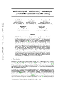 Identifiability and generalizability from multiple experts in Inverse
  Reinforcement Learning