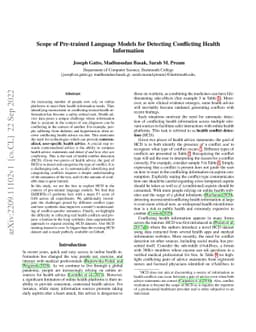 Scope of Pre-trained Language Models for Detecting Conflicting Health
  Information