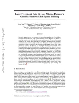 Layer Freezing & Data Sieving: Missing Pieces of a Generic Framework for
  Sparse Training