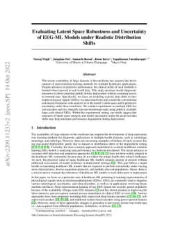 Evaluating Latent Space Robustness and Uncertainty of EEG-ML Models
  under Realistic Distribution Shifts
