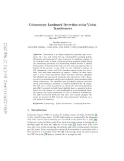 Colonoscopy Landmark Detection using Vision Transformers