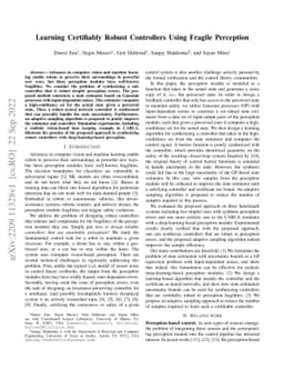 Learning Certifiably Robust Controllers Using Fragile Perception