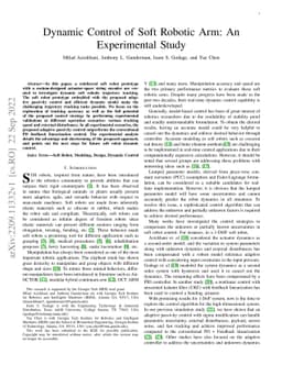 Dynamic Control of Soft Robotic Arm: An Experimental Study